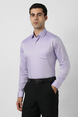 Men's Purple Formal Textured Slim Fit Full Sleeves Shirt