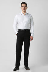 Men's White Formal Textured Regular Fit Full Sleeves Shirt