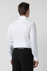Men's White Formal Textured Regular Fit Full Sleeves Shirt