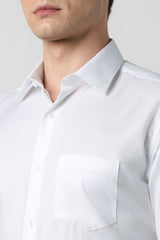 Men's White Formal Textured Regular Fit Full Sleeves Shirt