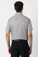 Men's White Formal Checkerd Regular Fit Half Sleeves Shirt
