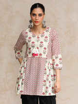 Women's Ethnic Floral Jaipuri Printed Flared Tunic