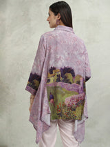 Women's Purple Ethnic Printed Regular Fit Three Quarter Sleeves Top