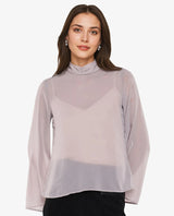 Women's Grey Casual Full Sleeves Top
