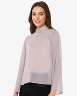 Women's Grey Casual Full Sleeves Top