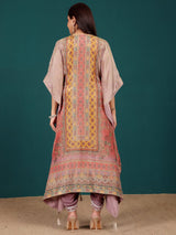 Women's Ethnic Printed Mirror & Gota Embelished Kaftan With Dhoti Pants