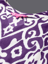 Women's Purple Ikat Printed Straight Kurta With Palazzo