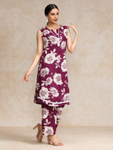 Women's Floral Printed Sleeveless Kurta With Trouser