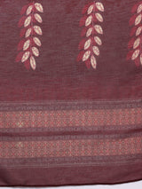 Women's Maroon Floral Printed Kurta, Round Neck Straight Kurta Paired With Tonal Bottom And Printed Dupatta