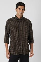 Men's Brown Casual Checkerd Slim Fit Full Sleeves Shirt