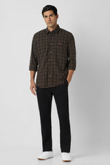 Men's Brown Casual Checkerd Slim Fit Full Sleeves Shirt