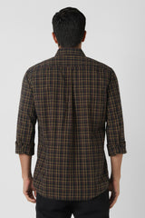 Men's Brown Casual Checkerd Slim Fit Full Sleeves Shirt