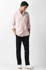 Men's Peach Casual Printed Slim Fit Full Sleeves Shirt