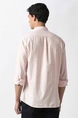 Men's Peach Casual Printed Slim Fit Full Sleeves Shirt