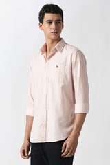 Men's Peach Casual Printed Slim Fit Full Sleeves Shirt