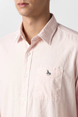 Men's Peach Casual Printed Slim Fit Full Sleeves Shirt