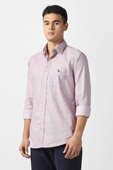 Men's Mauve Casual Printed Slim Fit Full Sleeves Shirt