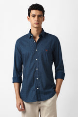 Men's Blue Casual Printed Slim Fit Full Sleeves Shirt