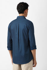 Men's Blue Casual Printed Slim Fit Full Sleeves Shirt