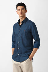 Men's Blue Casual Printed Slim Fit Full Sleeves Shirt