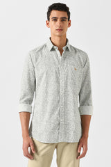 Men's Green Casual Printed Slim Fit Full Sleeves Shirt