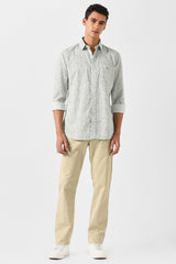 Men's Green Casual Printed Slim Fit Full Sleeves Shirt