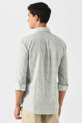 Men's Green Casual Printed Slim Fit Full Sleeves Shirt