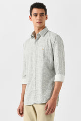 Men's Green Casual Printed Slim Fit Full Sleeves Shirt