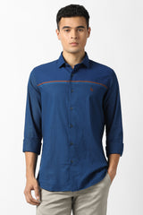 Men's Blue Casual Striped Slim Fit Full Sleeves Shirt