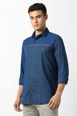 Men's Blue Casual Striped Slim Fit Full Sleeves Shirt