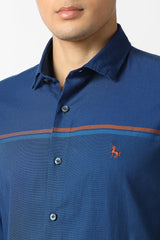 Men's Blue Casual Striped Slim Fit Full Sleeves Shirt