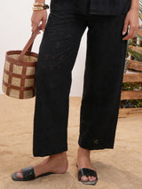 Women's Black Casual Solid Regular Fit Trouser