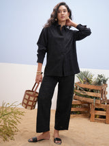 Women's Black Casual Solid Regular Fit Trouser