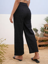 Women's Black Casual Solid Regular Fit Trouser