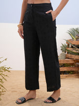 Women's Black Casual Solid Regular Fit Trouser