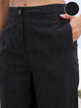 Women's Black Casual Solid Regular Fit Trouser