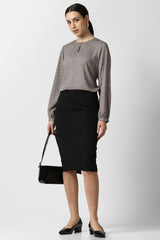 Women's Grey Print Formal Round Neck Top