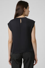 Women's Black Solid Formal Round Neck Top