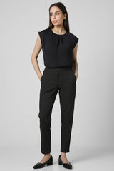 Women's Black Solid Formal Round Neck Top