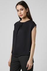 Women's Black Solid Formal Round Neck Top