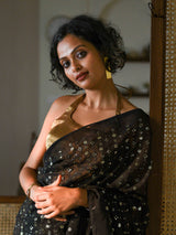 Women's Black Georgette Saree