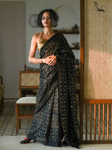Women's Black Georgette Saree