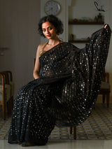 Women's Black Georgette Saree