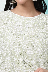 Women's Floral Printed Cotton Anarkali Kurta