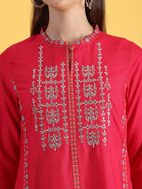 Women's Solid Glitter Printed Embroidered Straight Kurta