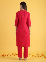 Women's Solid Glitter Printed Embroidered Straight Kurta