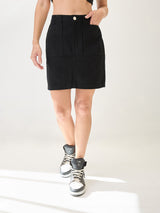 Women's Black Casual Regular Fit Solid Skirt