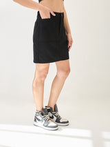 Women's Black Casual Regular Fit Solid Skirt