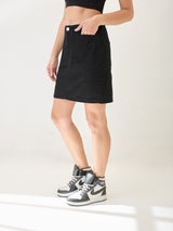 Women's Black Casual Regular Fit Solid Skirt