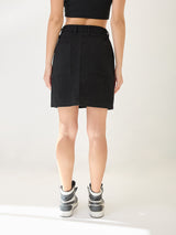Women's Black Casual Regular Fit Solid Skirt